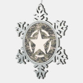 Star Stencil  Label Digital Khaki Style Tin Sneeuwvlok Ornament (Rechts)