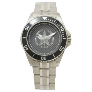 Star Stencil  Label Koolstofvezelstijl Horloge