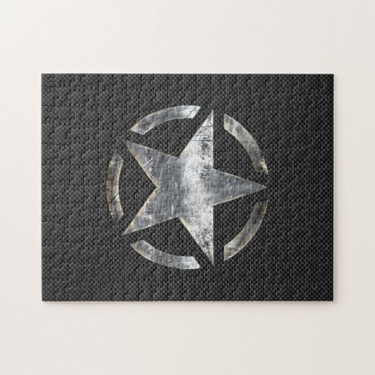 Star Stencil  Label Koolstofvezelstijl Legpuzzel (Horizontaal)