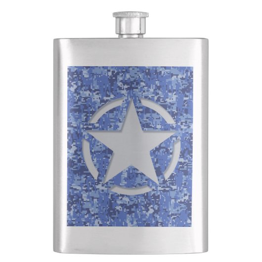 Star Stencil  Navy Blue Digital Camo Heupfles (Voorkant)