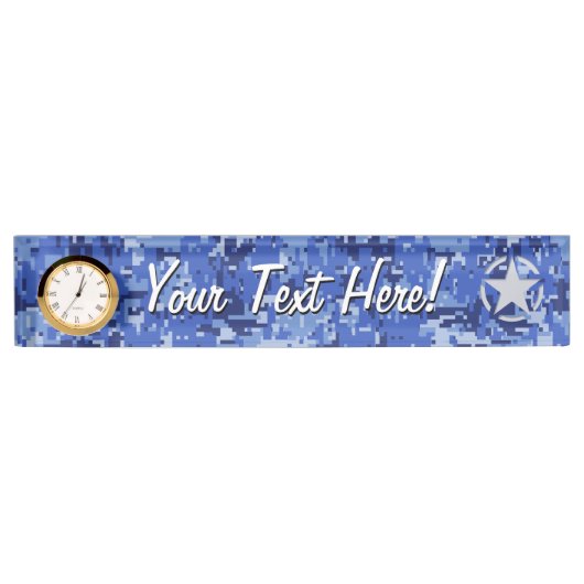 Star Stencil Navy Blue Digital Camo Naambordje (Voorkant)