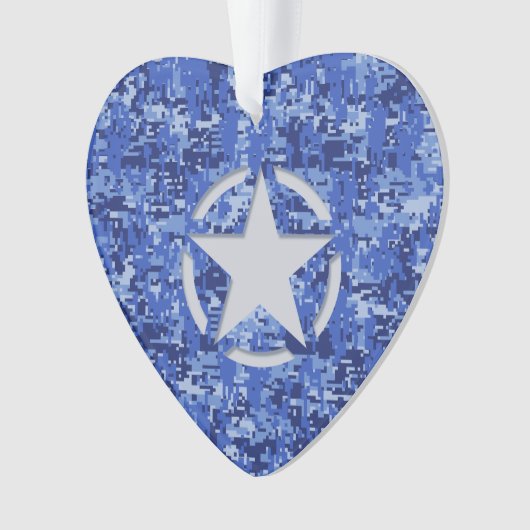 Star Stencil  Navy Blue Digital Camo Ornament (voorkant)
