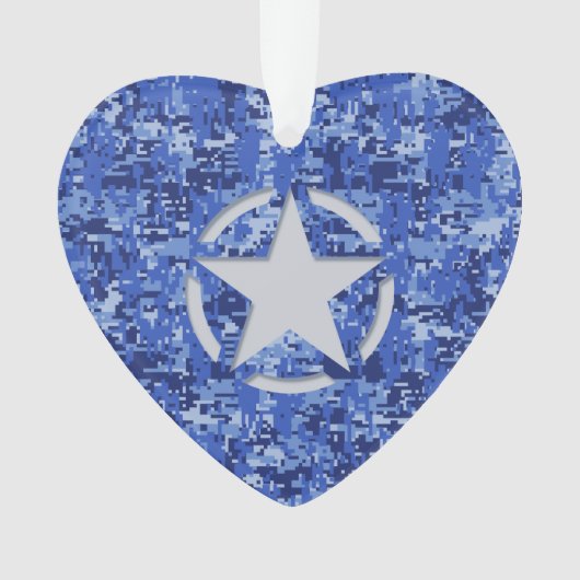 Star Stencil  Navy Blue Digital Camo Ornament (voorkant)