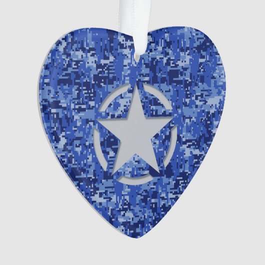 Star Stencil  Navy Blue Digital Camo Ornament (voorkant)