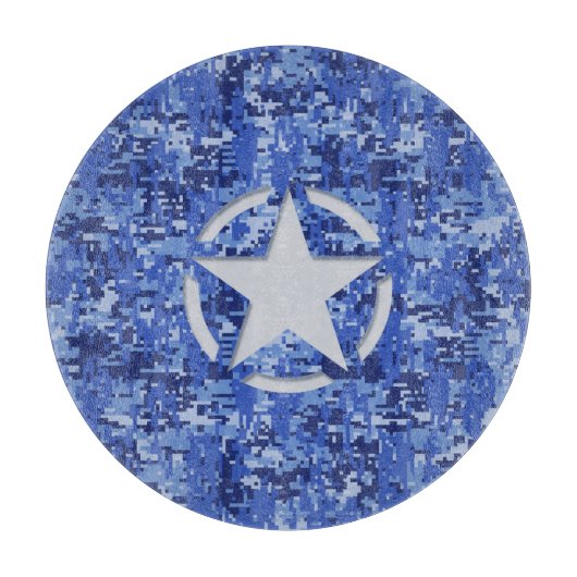 Star Stencil Navy Blue Digital Camo Snijplank (Voorkant)