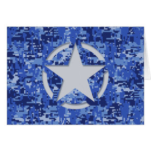 Star Stencil Retro Navy Blue Camouflage