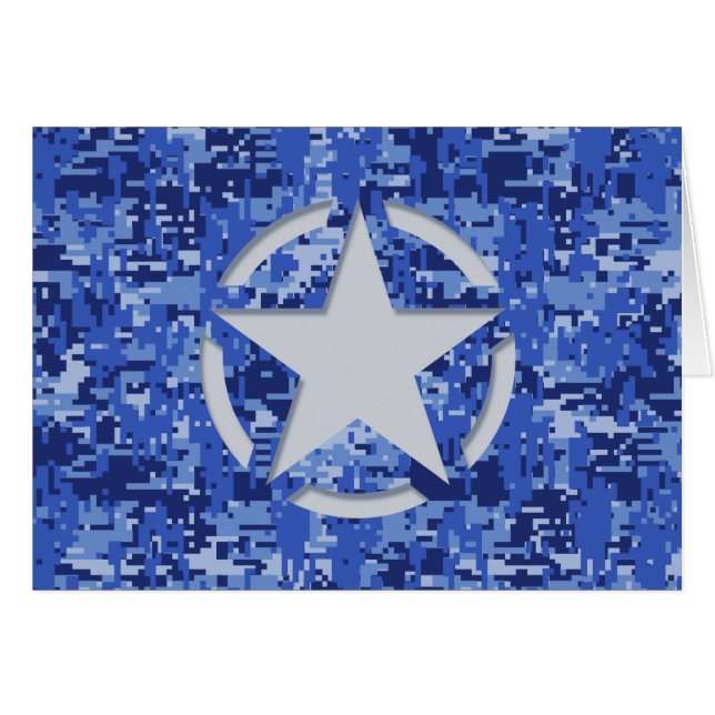 Star Stencil Retro Navy Blue Camouflage (Voorkant Horizontaal)