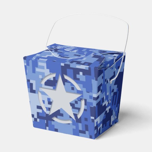 Star Stencil Retro Navy Blue Camouflage Bedankdoosjes (Voorkant Zijde)