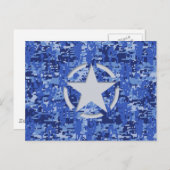Star Stencil Retro Navy Blue Camouflage Briefkaart (Voorkant / Achterkant)