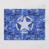 Star Stencil Retro Navy Blue Camouflage Briefkaart (Voorkant)