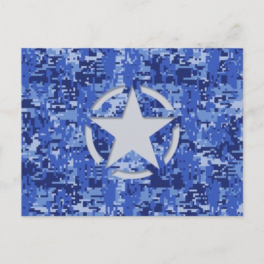 Star Stencil Retro Navy Blue Camouflage Briefkaart (Voorkant)