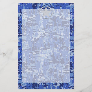 Star Stencil Retro Navy Blue Camouflage Briefpapier