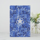 Star Stencil Retro Navy Blue Camouflage Briefpapier (Staand voorkant)