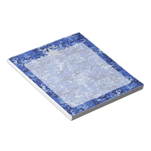 Star Stencil Retro Navy Blue Camouflage Notitieblok (Schuin)