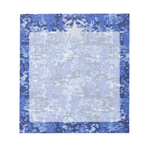 Star Stencil Retro Navy Blue Camouflage Notitieblok