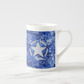 Star Stencil Retro Navy Blue Camouflage Porselein Kop (Rechts)