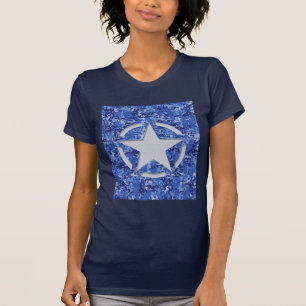 Star Stencil Retro Navy Blue Camouflage T-shirt