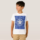 Star Stencil Retro Navy Blue Camouflage T-shirt (Voorkant volledig)