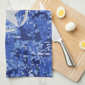Star Stencil Retro Navy Blue Camouflage Theedoek (Quarter Fold)
