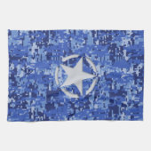 Star Stencil Retro Navy Blue Camouflage Theedoek (Horizontaal)