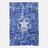 Star Stencil Retro Navy Blue Camouflage Theedoek (Verticaal)