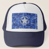 Star Stencil Retro Navy Blue Camouflage Trucker Pet (Voorkant)