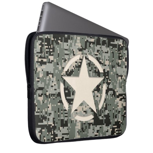 Star Stencil Style Khaki Digital Camouflage Laptop Sleeve (Voorkant Rechts)