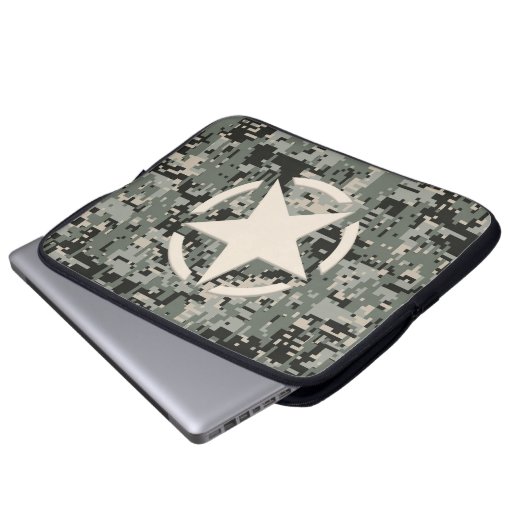 Star Stencil Style Khaki Digital Camouflage Laptop Sleeve (Voorkant onderkant)
