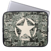 Star Stencil Style Khaki Digital Camouflage Laptop Sleeve (Voorkant)