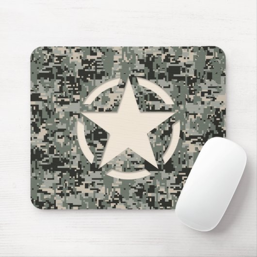 Star Stencil Style Khaki Digital Camouflage Muismat (Met muis)