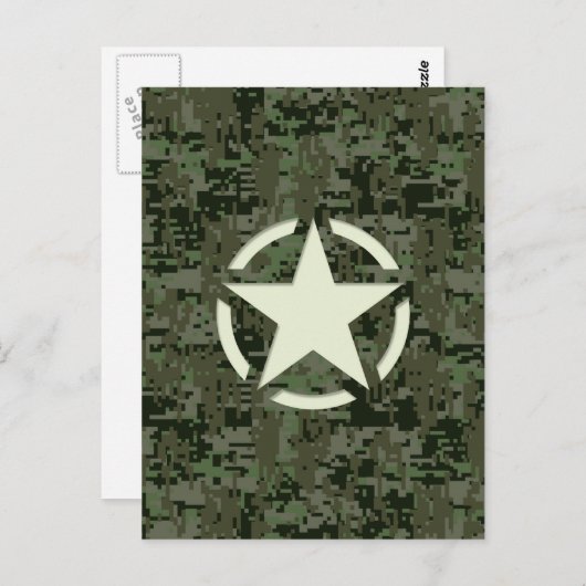 Star Stencil  Symbool Digital Camouflage Briefkaart (Voorkant / Achterkant)