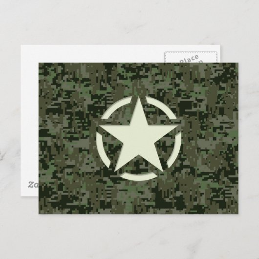 Star Stencil Symbool Digital Camouflage Briefkaart (Voorkant / Achterkant)