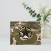 Star Stencil Vintage op Camouflage Briefkaart (Staand voorkant)