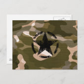 Star Stencil Vintage op Camouflage Briefkaart (Voorkant / Achterkant)