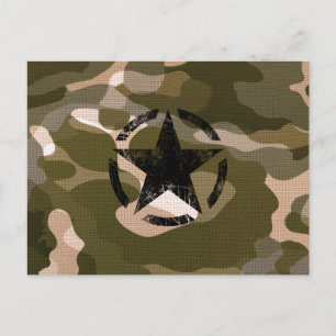 Star Stencil Vintage op Camouflage Briefkaart