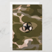 Star Stencil Vintage op Camouflage Briefpapier (Voorkant / Achterkant)