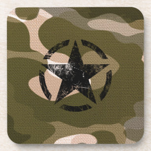 Star Stencil Vintage op Camouflage Drankjes Onderzetter
