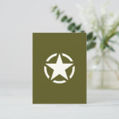 Star Stencil Vintage over Khaki Green Briefkaart (Staand voorkant)