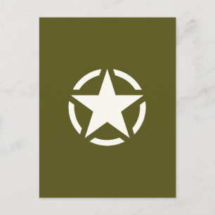 Star Stencil Vintage over Khaki Green Briefkaart