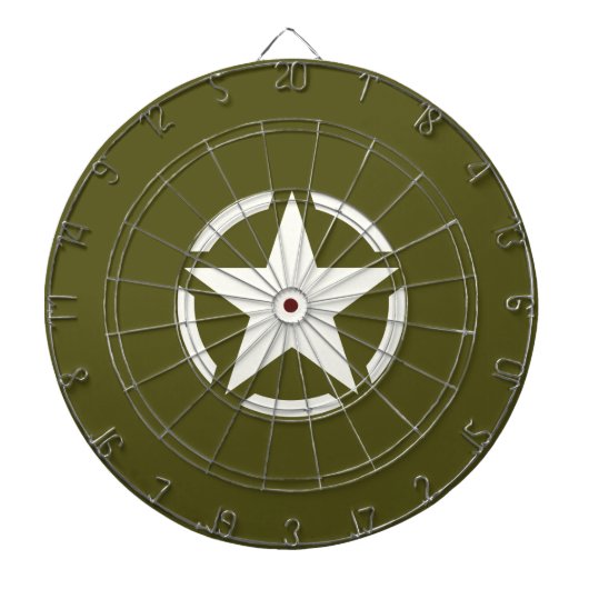 Star Stencil Vintage over Khaki Green Dartbord (Voorkant)