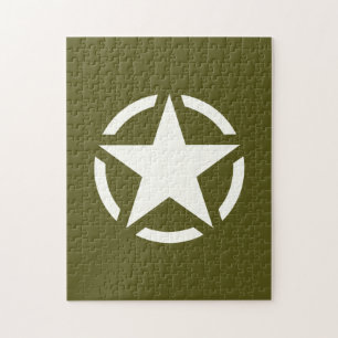 Star Stencil Vintage over Khaki Green Legpuzzel