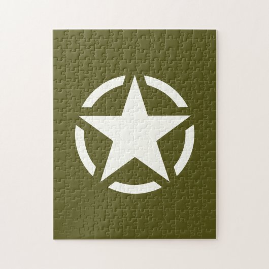 Star Stencil Vintage over Khaki Green Legpuzzel (Verticaal)