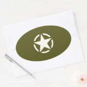 Star Stencil Vintage over Khaki Green Ovale Sticker (Envelop)