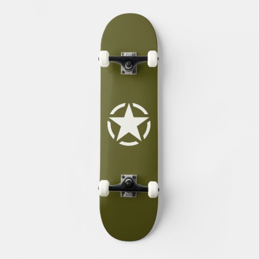 Star Stencil Vintage over Khaki Green Persoonlijk Skateboard (Voorkant)