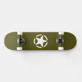 Star Stencil Vintage over Khaki Green Persoonlijk Skateboard (Horizontaal)