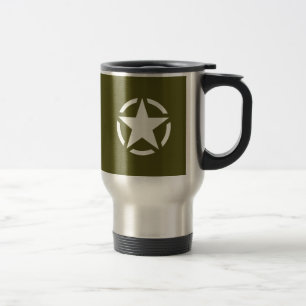 Star Stencil Vintage over Khaki Green Reisbeker