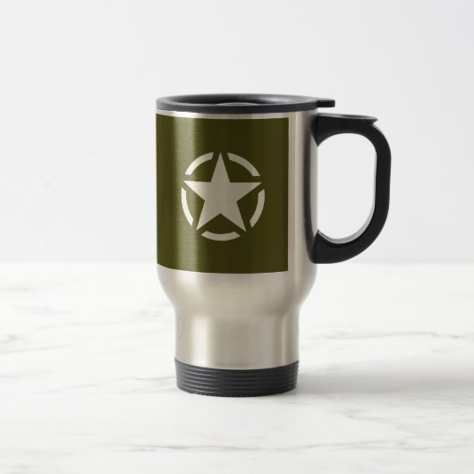 Star Stencil Vintage over Khaki Green Reisbeker (Rechts)