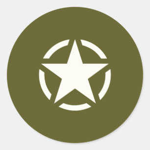 Star Stencil Vintage over Khaki Green Ronde Sticker