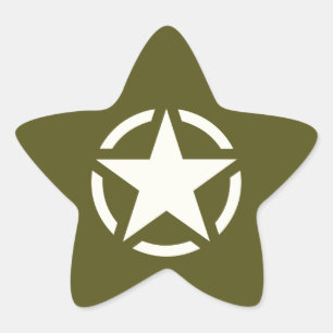 Star Stencil Vintage over Khaki Green Ster Sticker