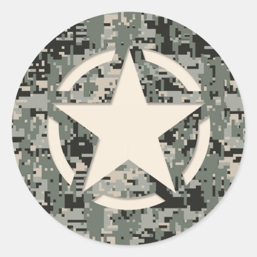 Star Stencil voor digitale camouflage Ronde Sticker (Voorkant)
